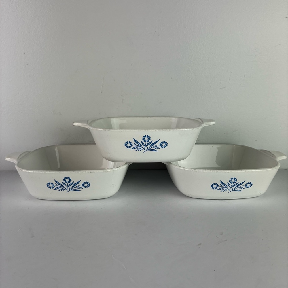 CorningWare Cornflower Blue Vintage Set of 3 Petite Pans P-41